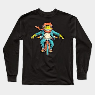 Funny Frog On A Bike Long Sleeve T-Shirt